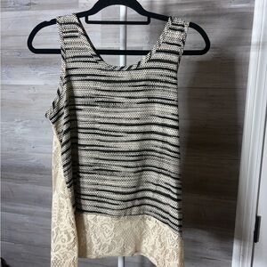 Paper Crane Black and Cream Striped Tank Top 913